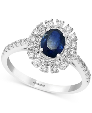 image of Effy Sapphire (7/8 ct. t.w.) & Diamond (5/8 ct. t.w.) Ring in 14k White Gold