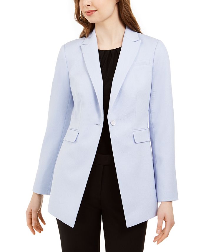 Calvin Klein One-Button Twill Blazer & Reviews - Jackets & Blazers - Women  - Macy's