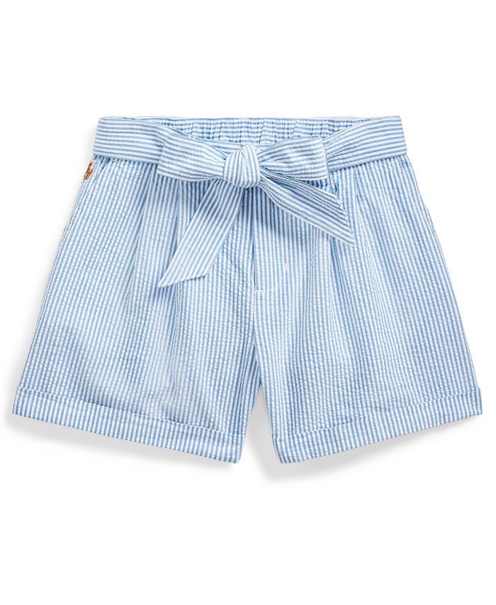 Polo Ralph Lauren Big Girls Belted Cotton Seersucker Shorts - Macy's