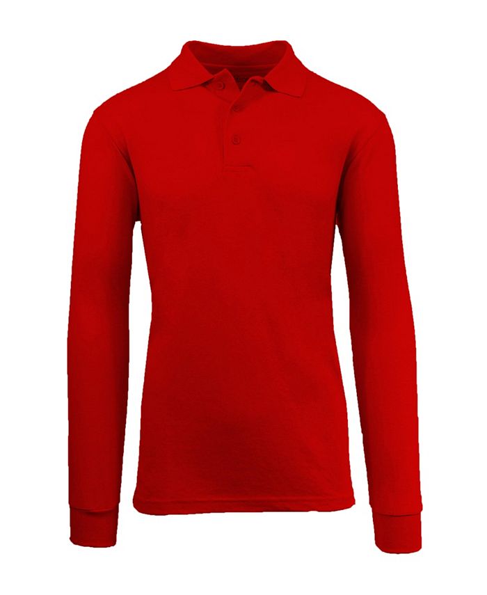 Galaxy By Harvic Men's Long Sleeve Pique Polo Shirt - Macy's
