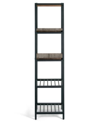 Ailis 57" Pine Wood Metal Frame Etagere Bookcase Shelf Media Center