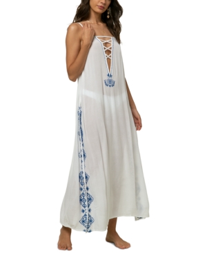 image of O-Neill Juniors- Azul Embroidered Maxi Dress Cover-Up Women-s Swimsuit