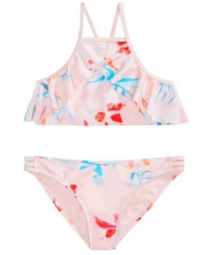 image of Ideology Big Girls 2-Pc. Floral Flounce Swimsuit, Created for Macy-s