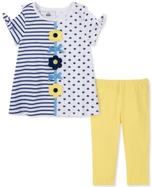 Kids Headquarters Baby Girls 2-Pc Stripes & Dots Top & Leggings Set