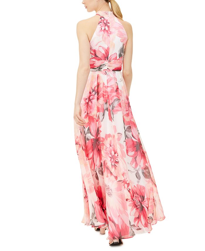 Calvin Klein Floral-Print Chiffon Halter Gown & Reviews - Dresses ...