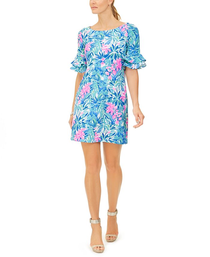 Pappagallo Erika Ruffled Floral-Print Shift Dress & Reviews - Dresses ...