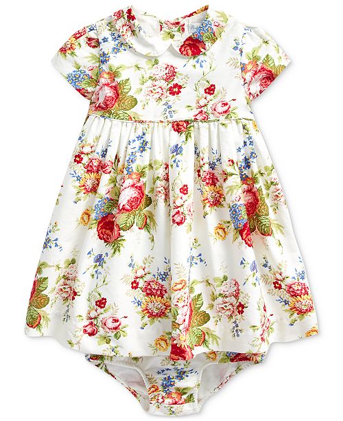 Polo Ralph Lauren Baby Girls Floral Cotton Dress Bloomer