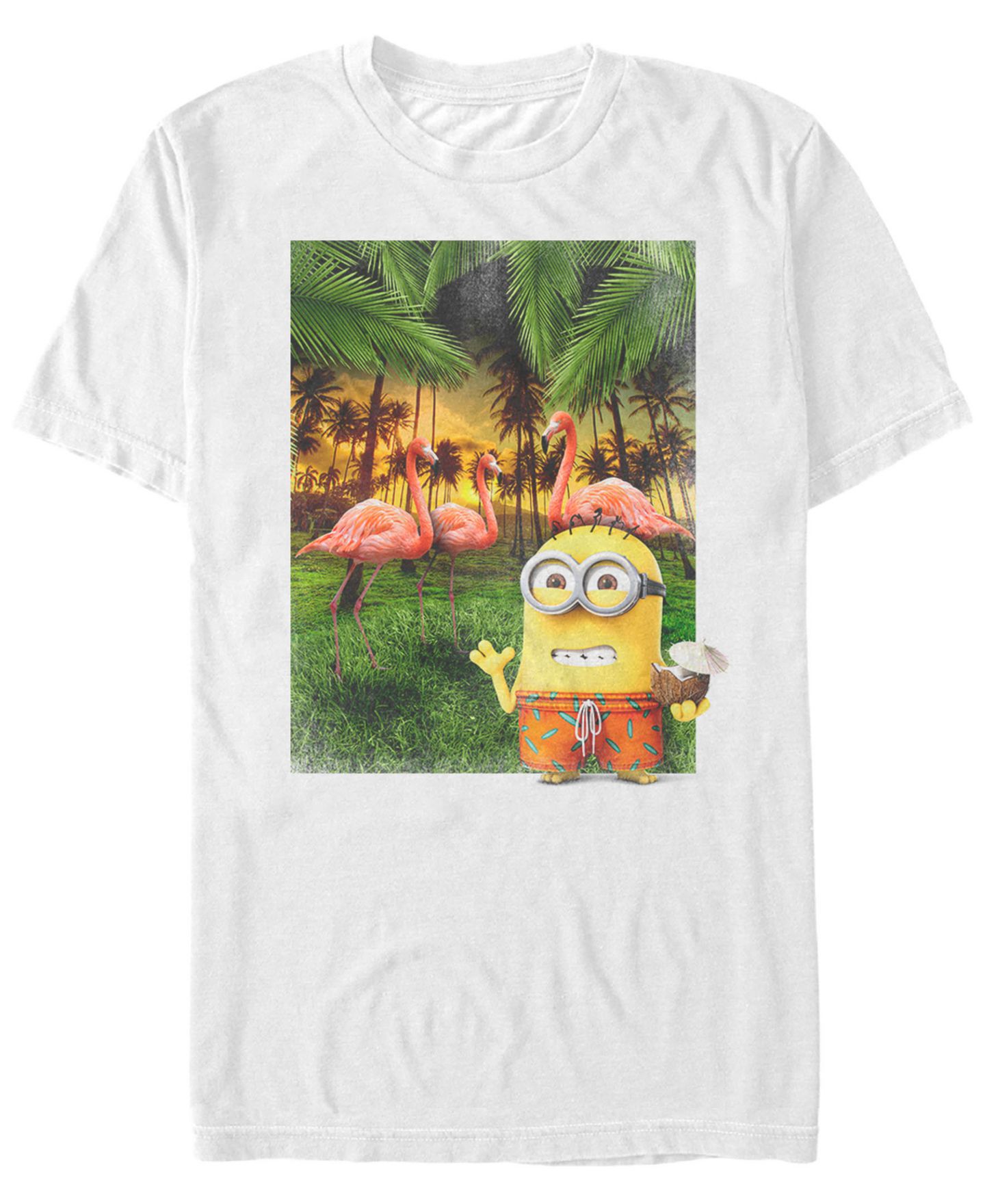 Мужская футболка Fifth Sun Minions Bob Flamingos Short Sleeve, цвет: Белый — фото 1