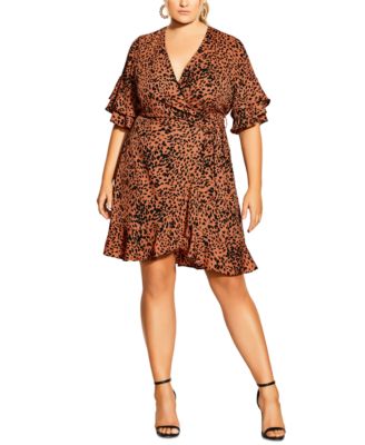 City Chic Trendy Plus Size Leopard-Print Faux-Wrap Dress - Macy's