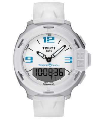 Tissot - Watch, Men's Swiss Analog-Digital T-Race Touch White Rubber Strap 42mm T0814201701701
