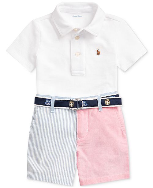 Polo Ralph Lauren Baby Boys Cotton Polo Shirt Belt Shorts Set