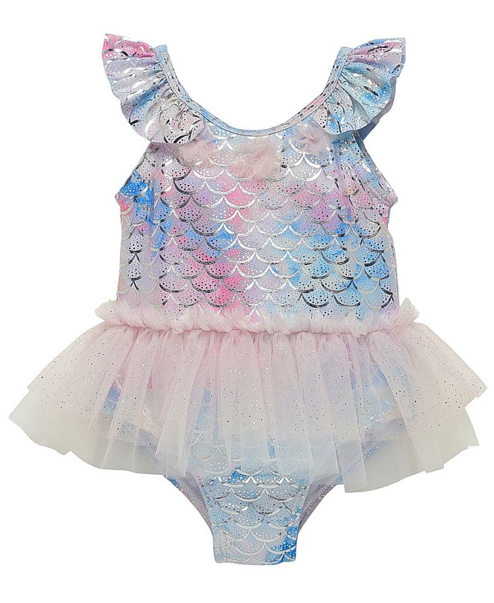 Girl Kid Child Pink Mermaid Ariel Swimmer Tutu Lace Bather Swimwear Dress togs 