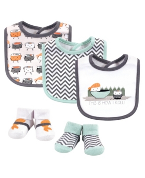 Hudson Baby Baby Girls and Boys Bib and Sock Set Pack of 5