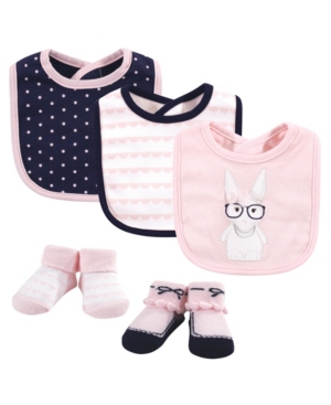 Hudson Baby Baby Girls Bib and Sock Set Pack of 5