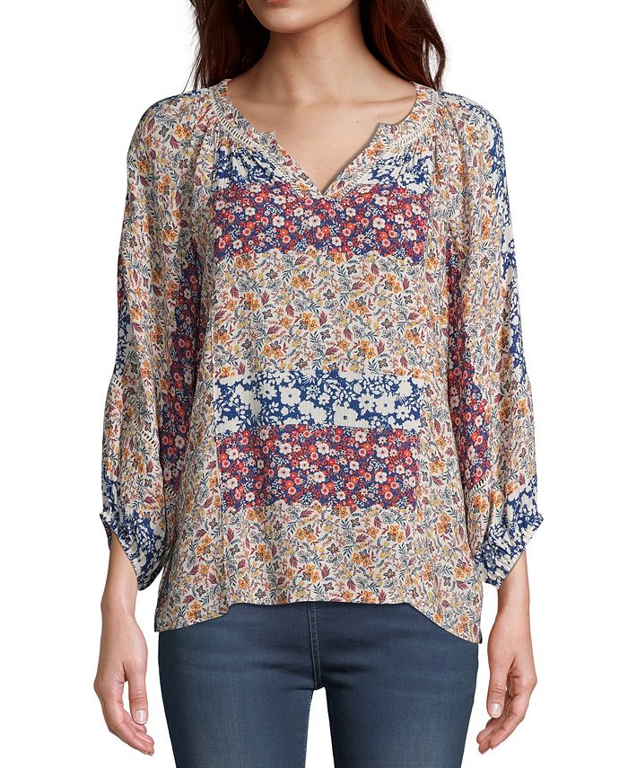 Mixed Print Raglan Top main image 1
