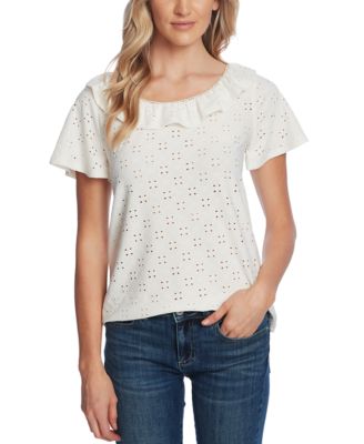CeCe - Ruffled Eyelet Top