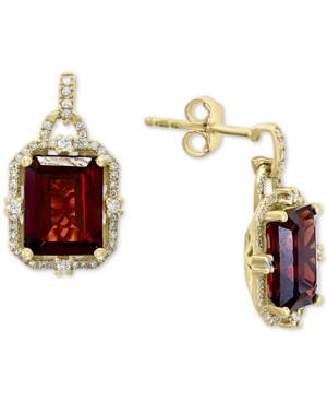 image of Effy Rhodolite Garnet (5-1/10 ct. t.w.) & Diamond (1/4 ct. t.w.) Drop Earrings in 14k Gold