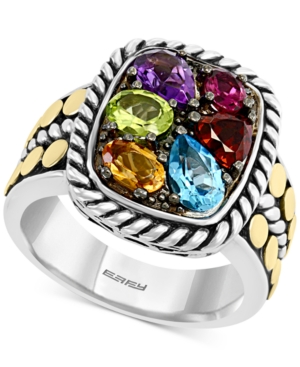 image of Effy Multi-Gemstone Statement Ring (2-1/10 ct. t.w.) in Sterling Silver & 18k Gold