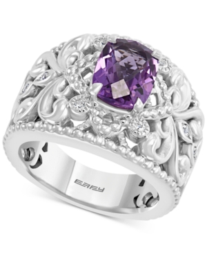 image of Effy Amethyst (2 ct. t.w.) & White Sapphire (1/20 ct. t.w.) Ring in Sterling Silver