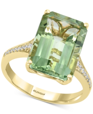 image of Effy Green Quartz (7-1/2 ct. t.w.) & Diamond (1/8 ct. t.w.) Ring in 14k Gold