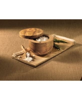 Handcrafted Olive Wood Salt Keeper