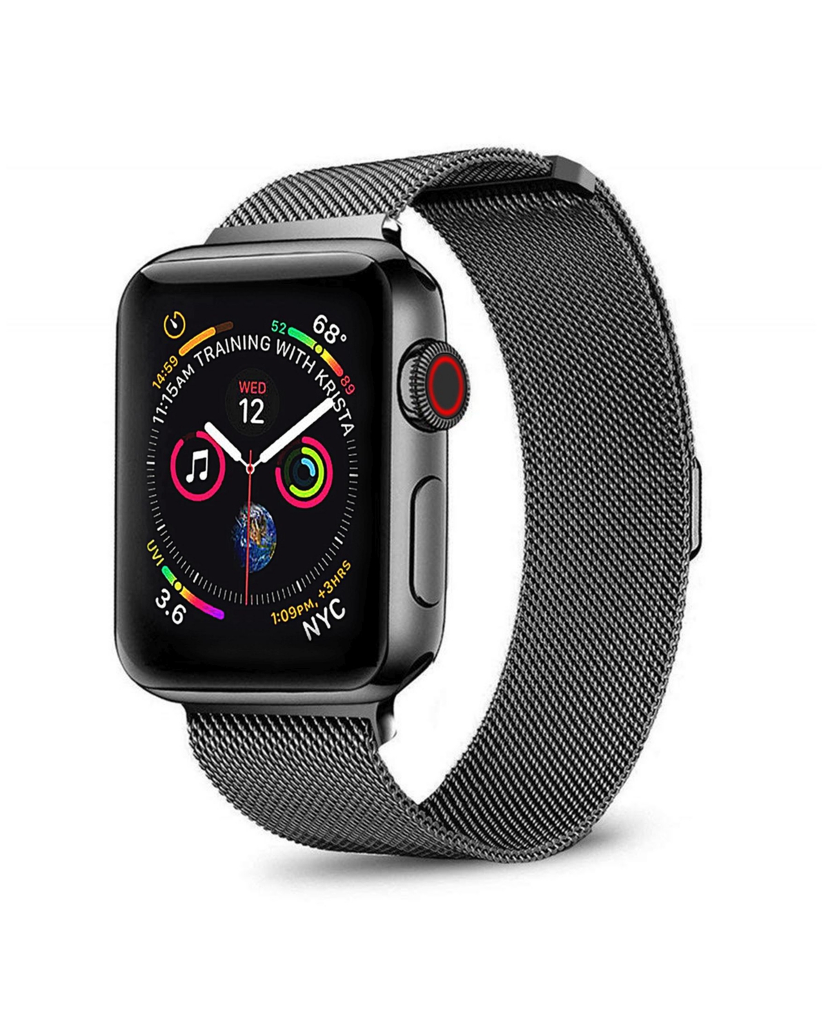 Men's and Women's Apple Black Stainless Steel Replacement Band 40mm - Black