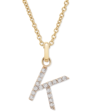 image of Diamond K Initial Pendant Necklace (1/10 ct. t.w.) in 14k Gold, 17