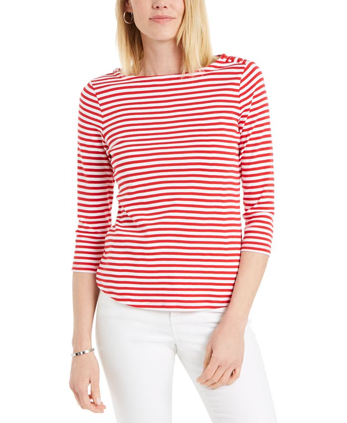 Charter Club Supima Cotton Striped Top, Created for Macy's Macy's