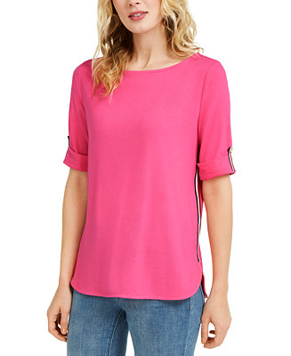 Tommy Hilfiger Boat-Neck Striped-Side Top & Reviews - Tops ...