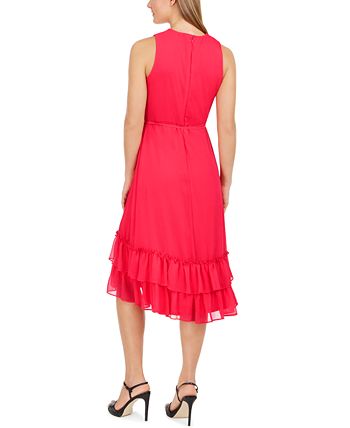 Calvin Klein Sleeveless Tiered-Chiffon Midi Dress - Macy's