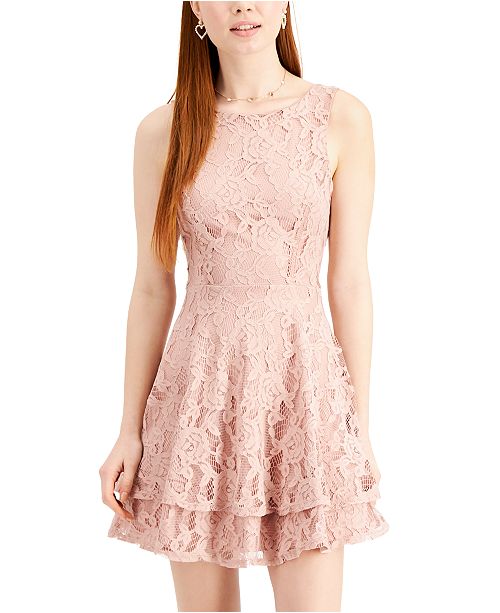 Speechless Juniors Lace Double Skirt Fit Flare Dress Created