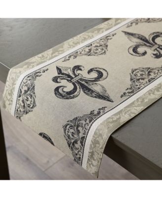Fleur De Lis Stripe Jacquard Table Runner