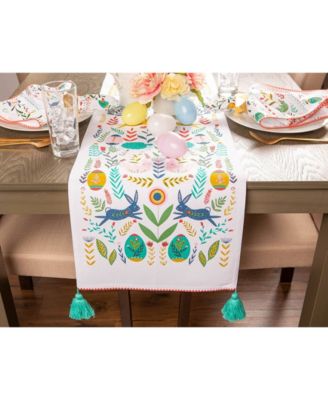 Easter Folk Garden Embellished Table Runner, 14 x 72"