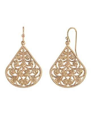 2028 Gold Tone Filigree Teardrop Earrings - Macy's