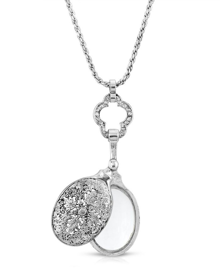 2028 Silver-tone Magnifying Glass Pendant 30” Necklace - Macy's
