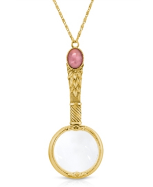 image of 2028 Gold Tone Rose Quarts Semi Precious Magnifier 30