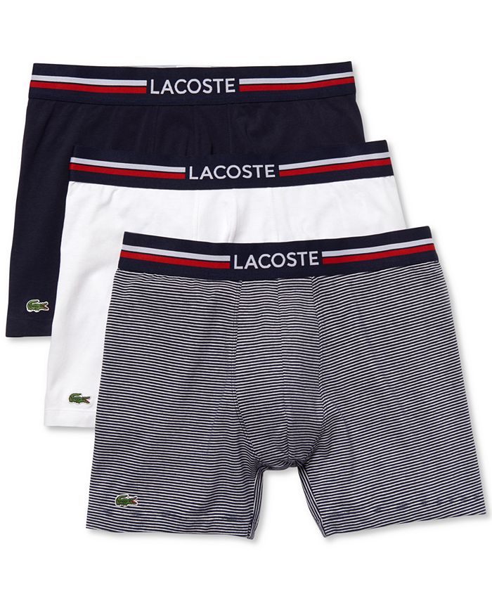 Lacoste Men's Stretch Cotton Boxer Brief Set, 3-Pack - Macy's