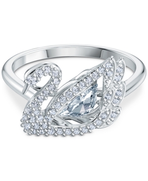 image of Swarovski Silver-Tone Crystal Swan Ring