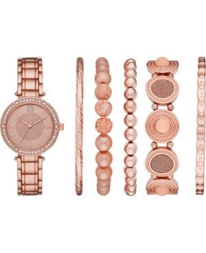 image of Folio Women-s Rose Gold-Tone Bracelet Watch 32mm Gift Set