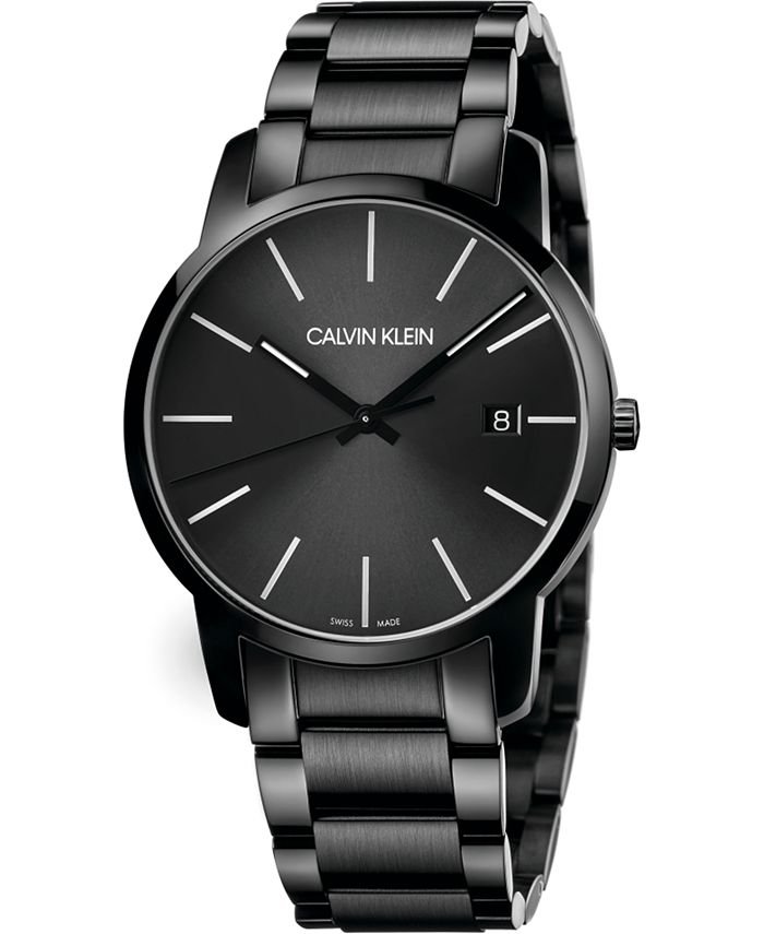 Calvin Klein Men's City Black Stainless Steel Bracelet Watch 43mm ...
