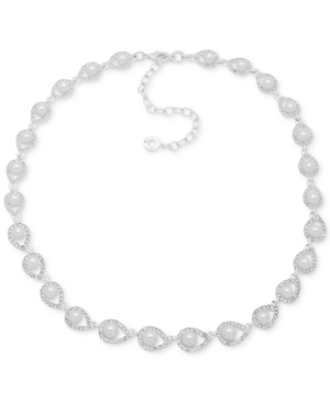 image of Anne Klein Silver-Tone Imitation Pearl & Crystal All-Around Statement Necklace, 16