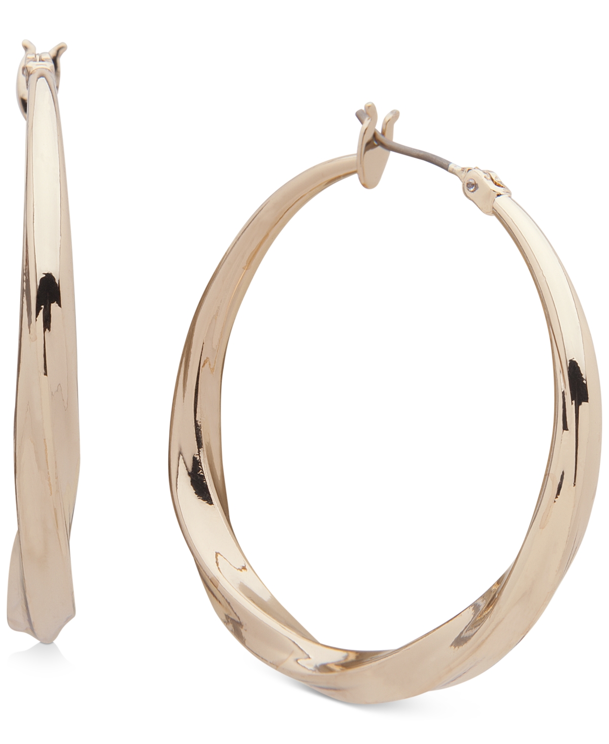 Medium Twist Hoop Earrings, 1.5" - Silver