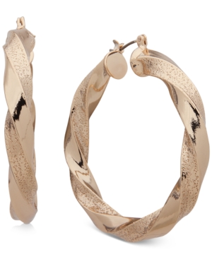image of Dkny Medium Twist Thick Hoop Earrings, 1.5