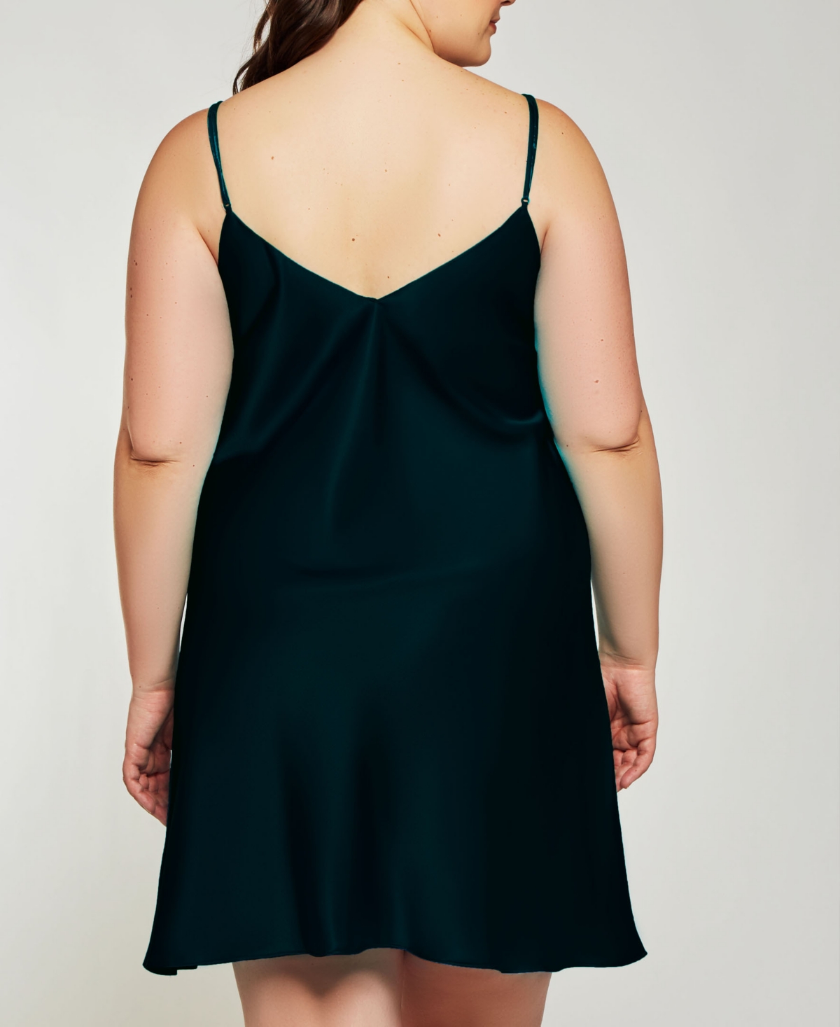 iCollection Plus Size Ultra Soft Satin Chemise Lingerie with Adjustable Straps