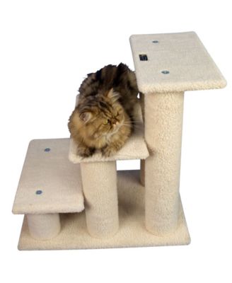 3 Step Real Wood Cat Step Stairs Ramp, 25" Height Dogs Climber And Kitten Steps B3001