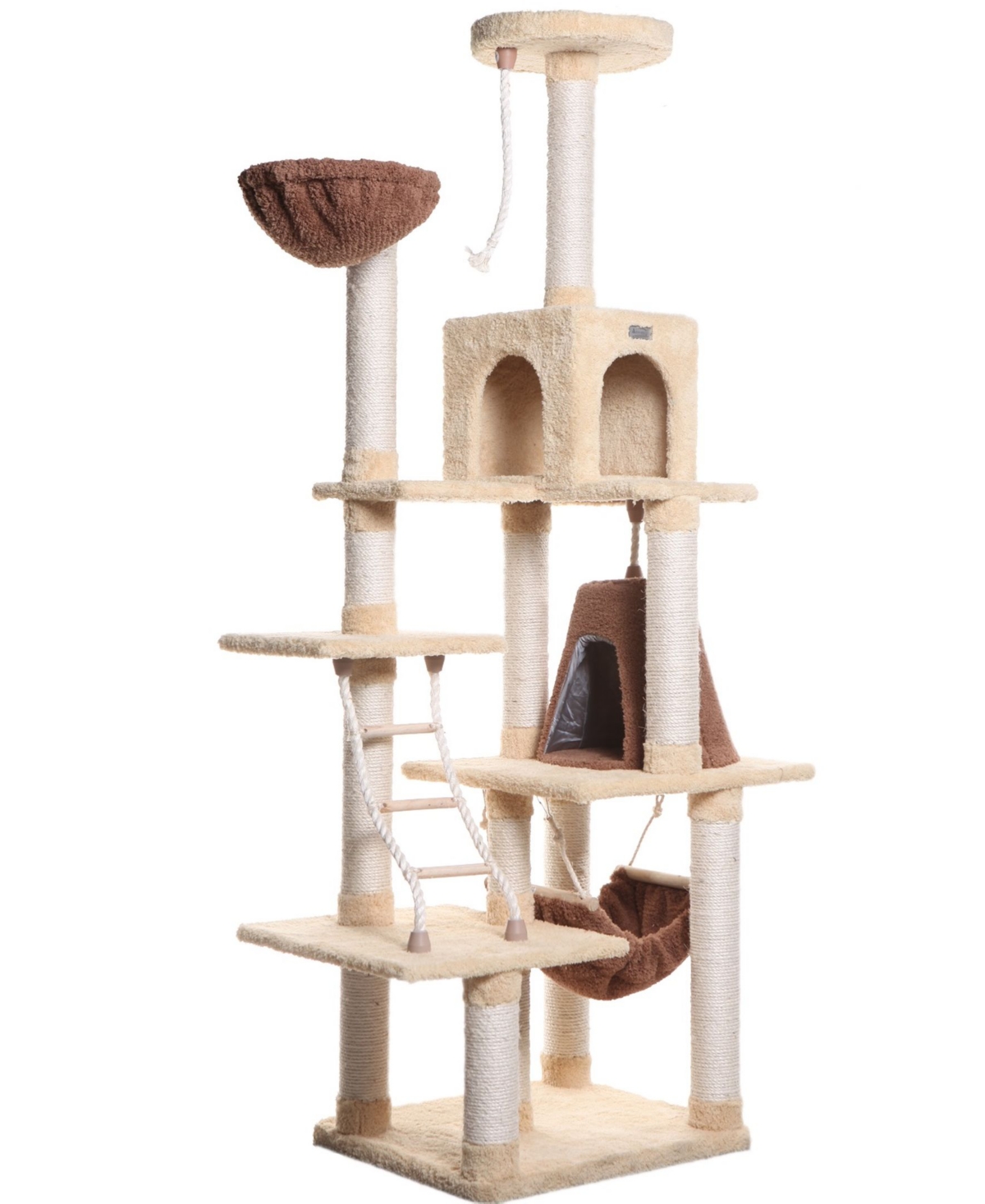 Real Wood Cat Climber Play House, X7805 Cat furniture With Playhouse,Lounge Basket - Goldenrod