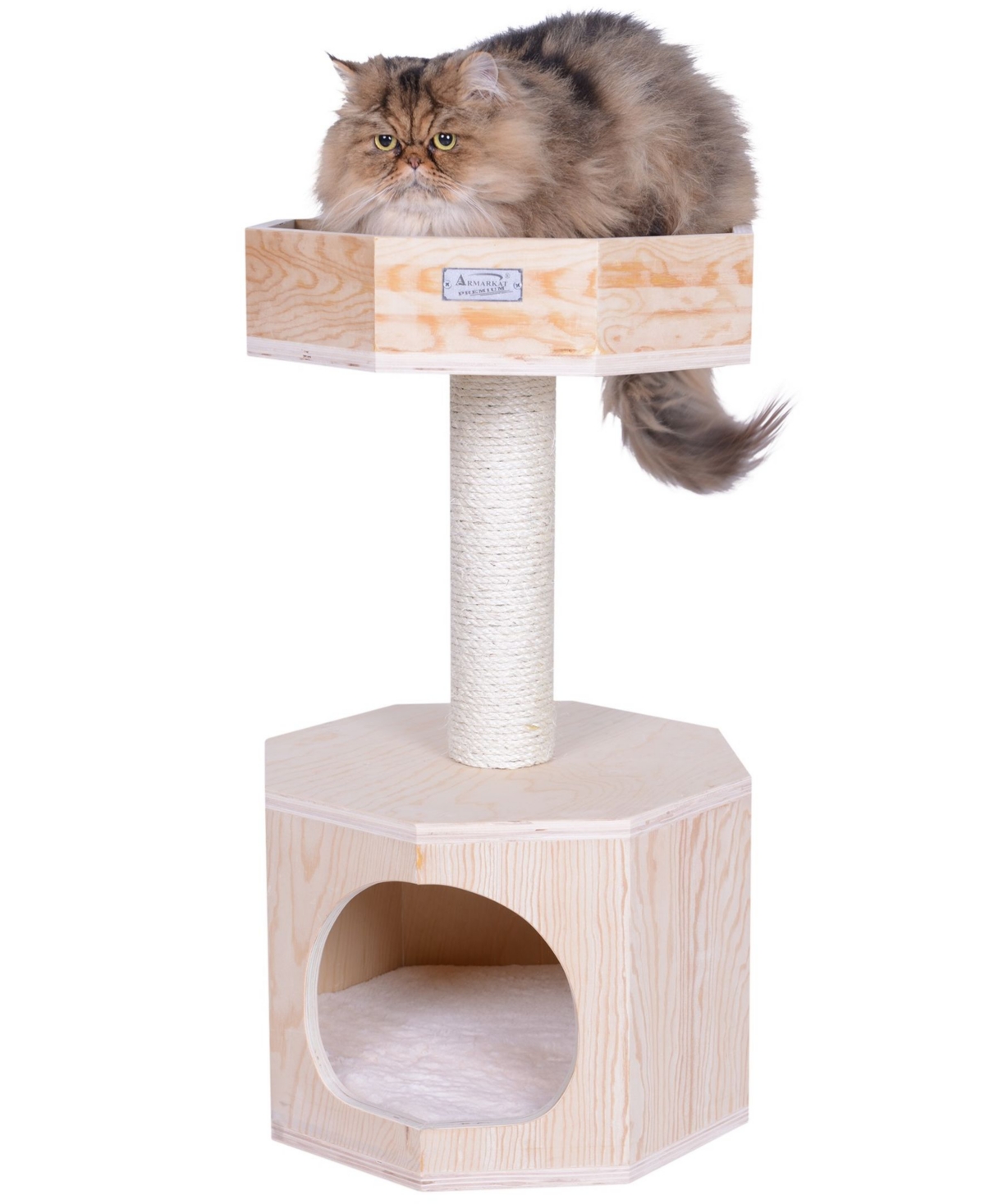 29" Premium Scots Pine, Real Wood Cat Tree With Perch & Condo - Naturre