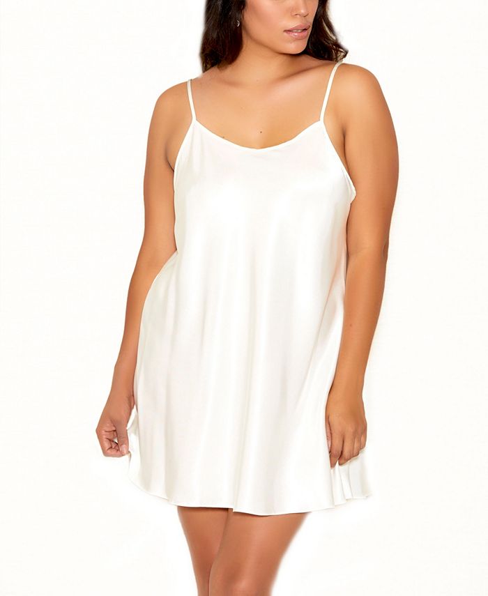 iCollection Plus Size Ultra Soft Satin Chemise with Adjustable Straps & Reviews - All Robes & Loungewear - Women - Macy's