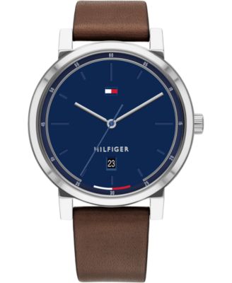 Tommy Hilfiger - Men's Brown Leather Strap Watch 43mm