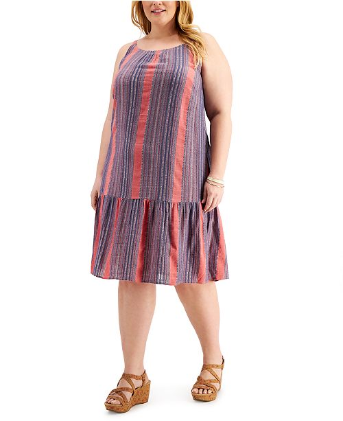 Style Co Plus Size Striped Drop Waist Dress Created For Macy S